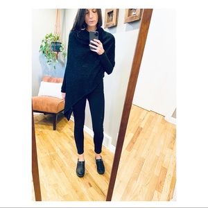 Handmade black knit poncho